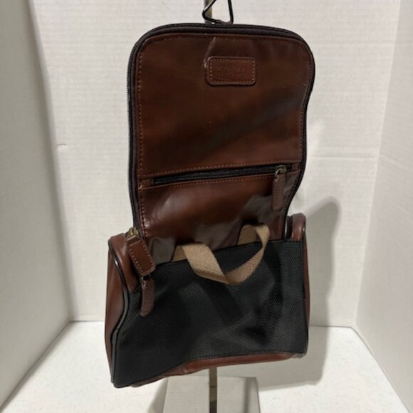 Men's Travel Kit Toiletry Hanging Zippered Bag Perry Ellis Portfolio Brown - Picture 4 of 16